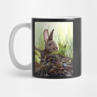 Rabbit in coloured pencil and watercolour Mug